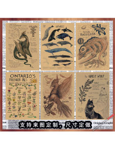 Retro Animal Plant Mythology Poster Bar Decorative Wall Art Leather Paper Print Modern Decorative Painting Universal Home Decor