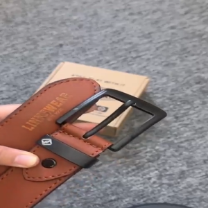 LINKSWEAR Ikat Pinggang Bahan Kulit Sabuk Ikat Pinggang Pria Original Desain Fashion Klasik Bisnis dan Kasual Gesper Kulit Brown List