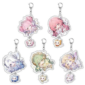 5Pcs/Set Game Infinity Nikki Cosplay Costume Acrylic Key Chain Keychain Pendant Prop Accessories Xmas Gift