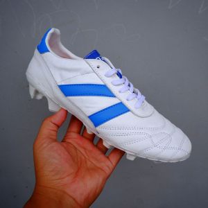 sepatu bola kulit kangguru aozora mnkai white blue bahan kulit berkualitas tinggi nyaman dipakai