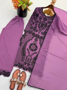 [PRE-ORDER] 2026 AUG BAJU BOLLYWOOD WANITA PAKISTANI SUIT 3 IN 1 LAVENDER BLACK EMBROIDERY LONG TOP PALAZZO PANTS SHAWL DUPATTA MUSLIMAH WEDDING DINNER WEAR SIZE M-2XL | PAKISTANI PUNJABI SUIT WANITA PREMIUM EMBROIDERY 3PCS SET LONG KURTI PALAZZO