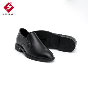 Giày Da Nam Tăng Chiều Cao 6cm Bí Mật SIGOURNEY Da Bò Màu Đen Trơn SIG-49 Bảo Hành 18 Tháng