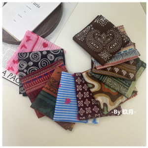 Forest Series ผ้าฝ้าย ผ้าลินิน ผ้าพันคอสี่เหลี่ยมเล็ก Dopamine Heart Hair Ties ที่คาดผม การจัดสไตล์ ผ้าเช็ดตัว ผ้าไหม เนคไทผ้าพันคอ