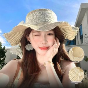 Cgediao | Lace Bow French Vintage Wide Brim Hat Sun Protection