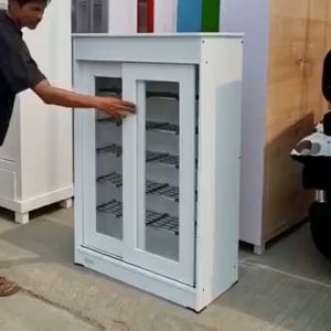 Rak Sepatu - Lemari Sepatu Kayu Dengan Kaca Dan Pintu Sliding / Pintu Geser HUGA 425