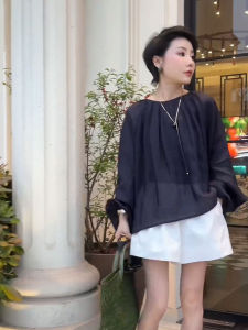 YUFUQING | French Linen Loose Womens Shirt Summer New Style Fashionable Simple Long Sleeve Sun Protection Shirt High Waist Commute Style