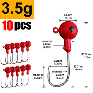 WODJYJ 10pcs 3.5g 5g 7g 10g 12g 14g 18g colorful fishing jig head hook for soft lure bait fishing hook