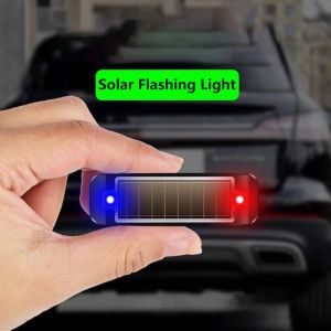 Mini LED Solar Power Car Warning Light Wireless Anti-Theft Simulated Alarm Caution Lamp Night Security Flashing Dummy Alarm