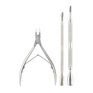 3 Pcs Nail Cuticle Pusher Dead Skin Remover Stainless Steel Nipper Spoon Dual-end Trimmer Cutter Clipper Manicure Tools