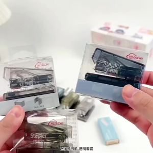Mini Stapler With Staples Transparent Portable Stapler Bullet School Office Stationary Free one box stapler refill
