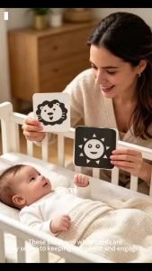 We Rein High Contrast Baby Black White Flash Cards Newborn Visual Stimulation Cognitive Learning Toys 0-6 Months Infant