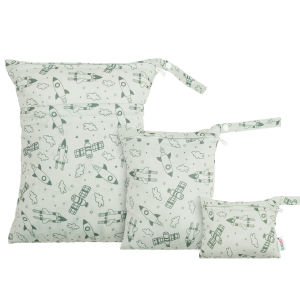 ALVABABY 3PCS Portable Diaper Wet Dry Bag Waterproof Reusable with Zippered Pocket for Cloth Diapers Swimsuits Travel and Gym