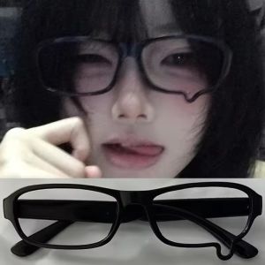 Japanese Anime Y2K Teardrop Cosplay Small Square Glasses Womens Retro Harajuku Glasses Clear Blue Light Blocking Eyewears