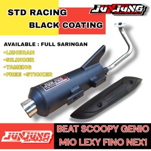 knalpot motor matic standar racing bas empuk gerung black coating untuk all matic vario beat scoopy pcx nmax aerox mio dll
