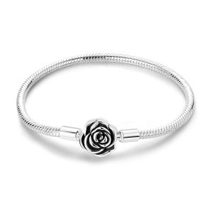 Vòng Tay Bạc 925 Hình Trái Tim Với Dây Xích Hình Con Rắn Dành Cho Nữ Phù Hợp Với Charm Hạt Trang Sức Tự Làm Đá Zircon