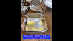 khay inox đựng thức ăn size to kèm nắp đậy
