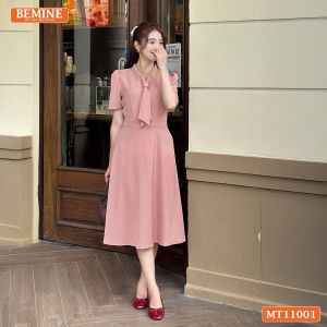 Đầm thiết kế BEMINE cổ tim cách điệu dáng chữ A phù hợp đi làm-MT11001