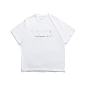 Shakeyu Heavyweight Letter Embossed Short Sleeve Mens T-shirt Loose Fit American High Street Summer Half Sleeve Couples Fashion Cotton Tee