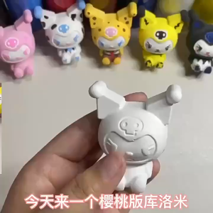 10PCS Handmade Clay Plaster Doll DIY Kit: Miniature Painting Set with Brush and 3 Paints (Random Color) - Perfect for Festive