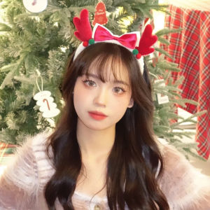 【On Sale】Cute Big Bow Elk Headband Women Christmas Plush Headband Christmas Party Bow Headband