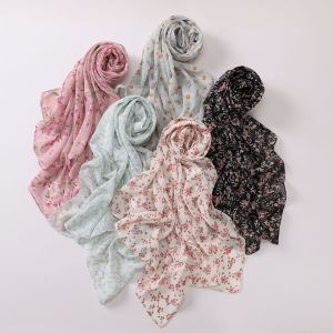 Jifang New Arrival Spring Summer Flower Prints Floral Chiffon Pashmina Shawl Muslim Hijabs Shawls Headscarf SL276