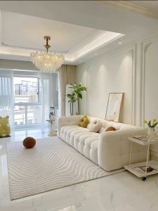 Simple Cotton Candy Sofa Straight Row Living Room Small Apartment Double Three Person Milk Cream Style Sofa Quality Luxury Type