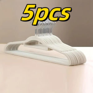 5pcs Stainless Steel Hangers – Non-Slip Non-Marking for Wet & Dry Clothes | Dorm & Closet Essentials | Polished Finish Space-S