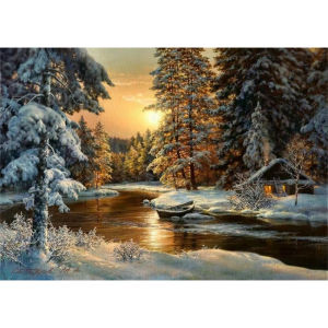 Snow Tree Winter Landscape Artwork Jigsaw Puzzle 500/1000/1200/2000PCS Stress Relief Puzzle Wall Art Decor Gift