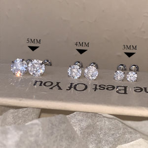 Fengmioo Sleep-Friendly 925 Sterling Silver Post Back Simple Earrings Geometric Shape Couple Fashion Jewelry for Daily Wear