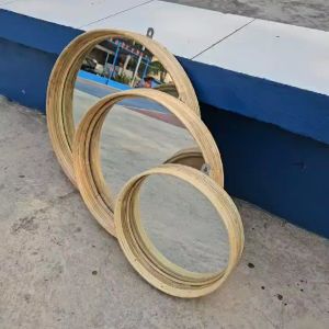 LusioSB Cermin Dinding Rotan Aestetik Dekorasi Dinding Rumah Rattan