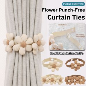 Flower Punch-Free Curtain Ties Creative Adjustable Curtain Tiebacks / Curtain Strapping / Elastic Belt With Buckle 花朵窗帘绑带