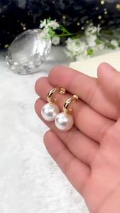 Huitan Simple Elegant Big Round Imitation Pearl Drop Earring for Women Anniversary Gift Female Wedding Bridal Earrings New
