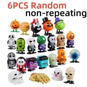 Meade | 3/6PCS Cute Christmas Clockwork Wind Up Toy Jumping Teeth Ghost Pumpkin Skull Fun Novelty Ornament for Xmas Party Kids Boys Gift