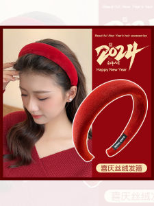 หมวกคล้องผมปีนักษัตรมังกรสีแดงสำหรับผู้หญิง หมวกคล้องผมปีใหม่ หมวกคล้องผมทรงสูง หมวกคล้องผมฤดูใบไม้ร่วง/ฤดูหนาว อุปกรณ์ตกแต่งผม