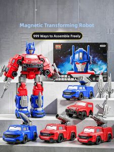 Magnetic Combination Transforming Robot Car Boys Toy