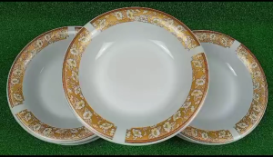 Piring Keramik 1 Lusin Isi 12 pcs Aesthetic Motif Bunga 9074