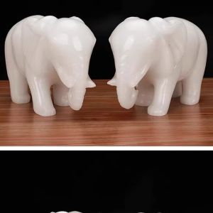 Natural White Marble Carving Elephant Shop Home Furnishing Tradition Geomancy Elephant Bring In Wealth and Treasure Huian Stone Carving Chinese Lucky Elephant