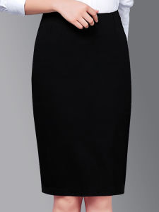 Professional Black Work Skirt High Waist Midi Interview Suit Bodycon Skirt Commute OL Style Polyester Blend Zipper Closure
