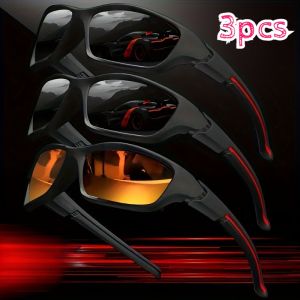 3Pcs Men Fashion Glasses Lightweight Durable PC Frame with TAC Lenses