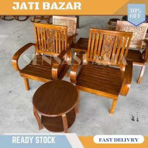 KERUSI KAYU JATI BECAK 1 SEATTER 1 SEATTER DN MEJA / KERUSI KAYU JATI