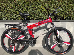 Foldable Mountain Bike 26 Inch 24 Inch Dual Shock Dual Disc Brake with Rear Seat Can Carry People Bicycle New Auk Carbon Steel Frame