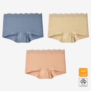 DIEANFEN | High Waisted Full Cotton Briefs Lace Trim Underwear