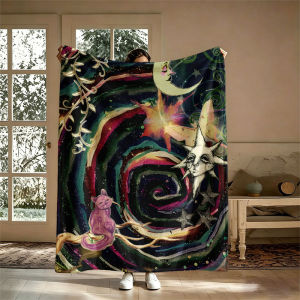 BILIBILI | Cosmic Witch Spiral Flannel Blanket Perfect for Sofa Office Bed Travel Sleep Read Relax Camping Four Season Use