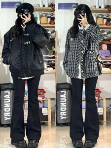 High Waist Wide Leg Jeans Womens Spring Autumn 2025 New Style American Micro Flared Denim Pants for Junior And High School Students