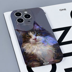 Oil Painting Maine Coon Phone Case Apple 13/15promax Samsung S24 Applicable to Nova12 Fashion Art Opporeno7/K10 Feilin Niche Style Non-Collision Vivos18 Glory Magic6