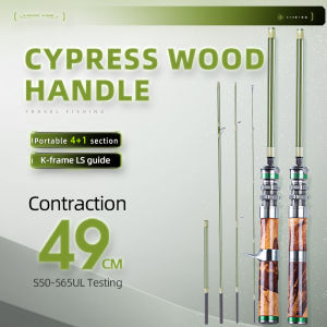 Fishingfans 1.50-1.68m UL Wood Handle 1-8g Fishing Carbon UL ultralight Travel Portable Rod