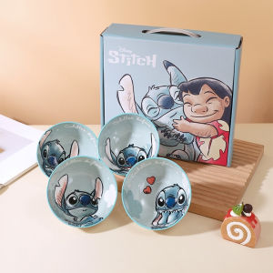 น่ารักการ์ตูนอะนิเมะอุปกรณ์ต่อพ่วง Stitch ตุ๊กตาใหม่ Winnie The Pooh Snoopy ลายชามชุด 4 ชิ้นบ้านชามเซรามิคของขวัญ