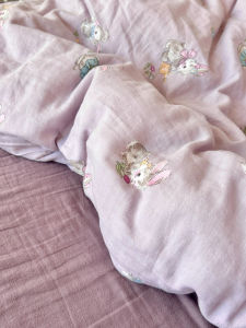 Nicetoo Rabbit Pure Cotton Double Layer Oxygen Bedding Sheet Cover Quilt Duvet Protector Case New Style Three Four Piece Set