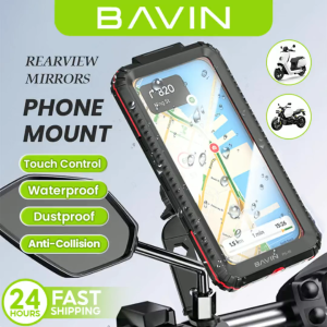BAVIN PS95 Adjustable Waterproof Motorcycle Bike Phone Holder w/360° Rotation Anti-Vibration & Touch Control Phone Mount