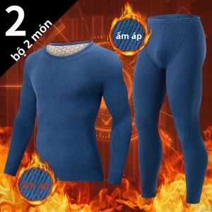 Bộ Đồ Lót Giữ Nhiệt Nam 2 Món Quần Dài Dệt Kim Và Áo Dài Tay Cho Thanh Thiếu Niên Thời Trang Thu Đông Polyester Spandex Blend
